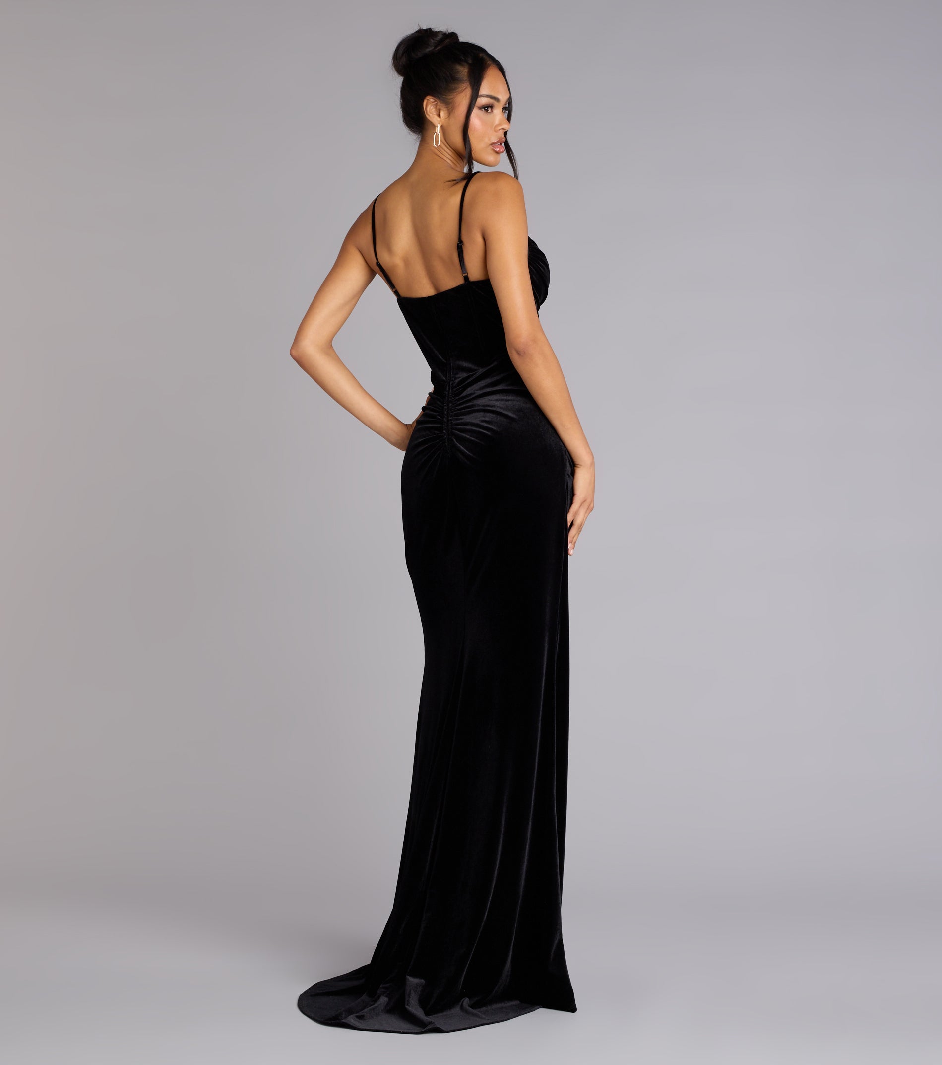 Fia Sleeveless Velvet Wrap Corset Mermaid Dress - Image 6