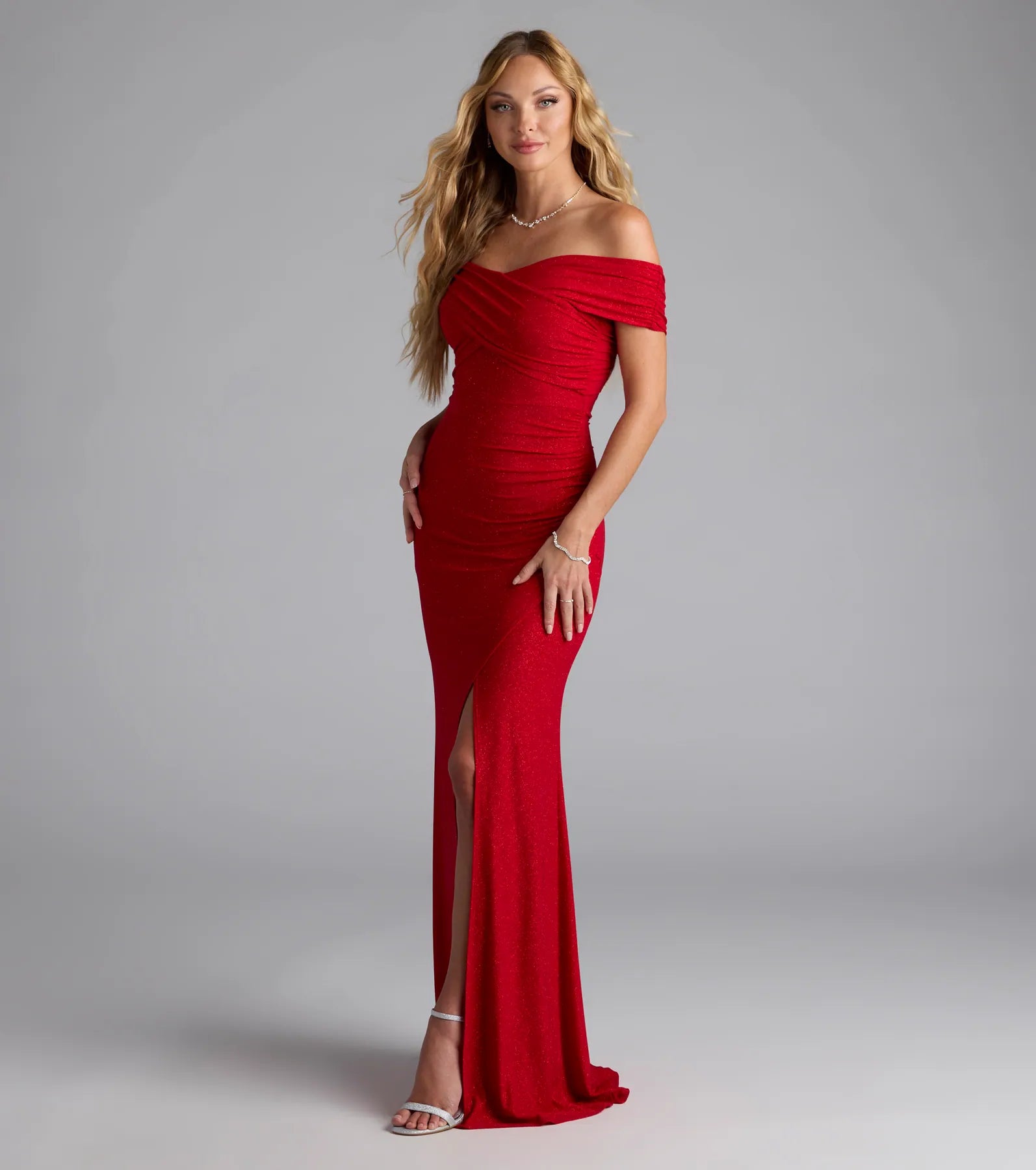 Giada Glitter Knit Off-the-Shoulder Column Dress - Image 13