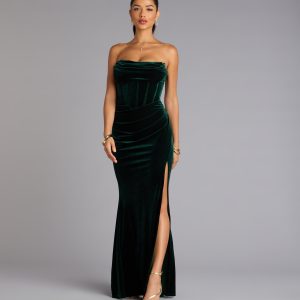 Julia Velvet Corset High Slit Mermaid Dress