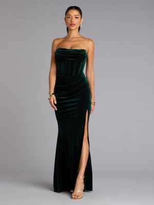 Julia Velvet Corset High Slit Mermaid Dress