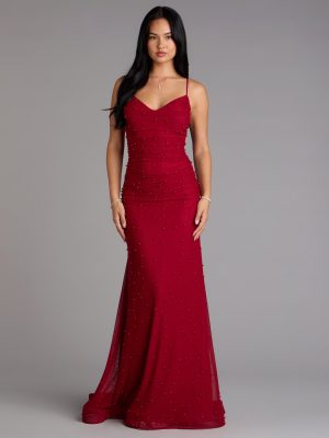 Adrianna Faux Pearl Mermaid Formal Dress