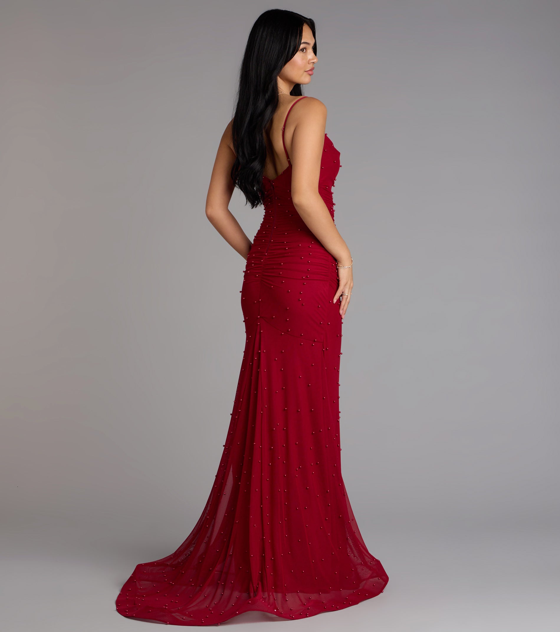Adrianna Faux Pearl Mermaid Formal Dress - Image 2