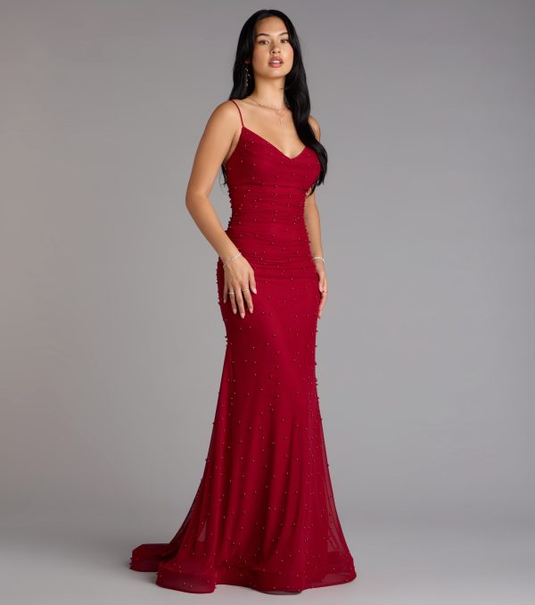 Adrianna Faux Pearl Mermaid Formal Dress - Image 4