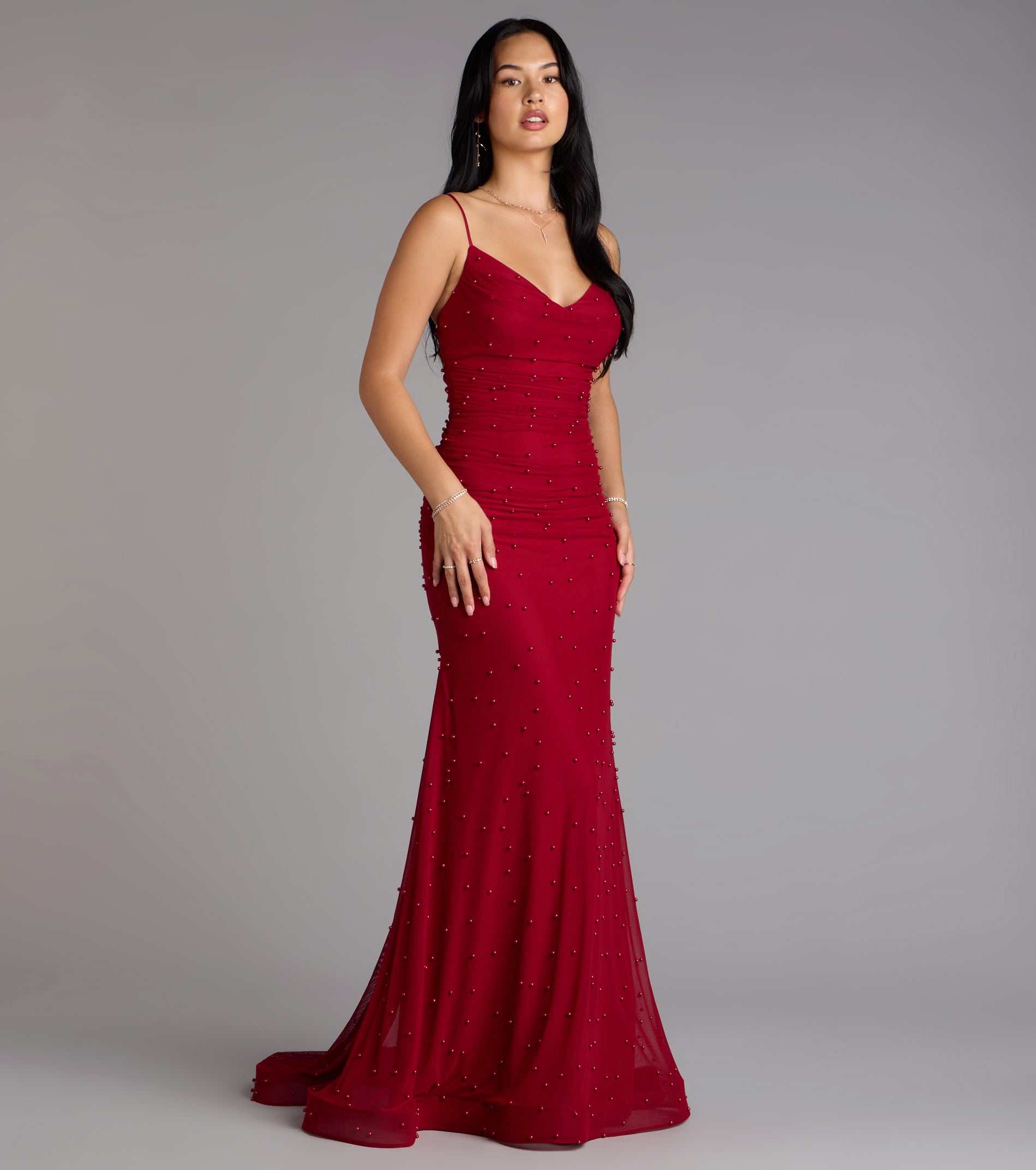 Adrianna Faux Pearl Mermaid Formal Dress - Image 4