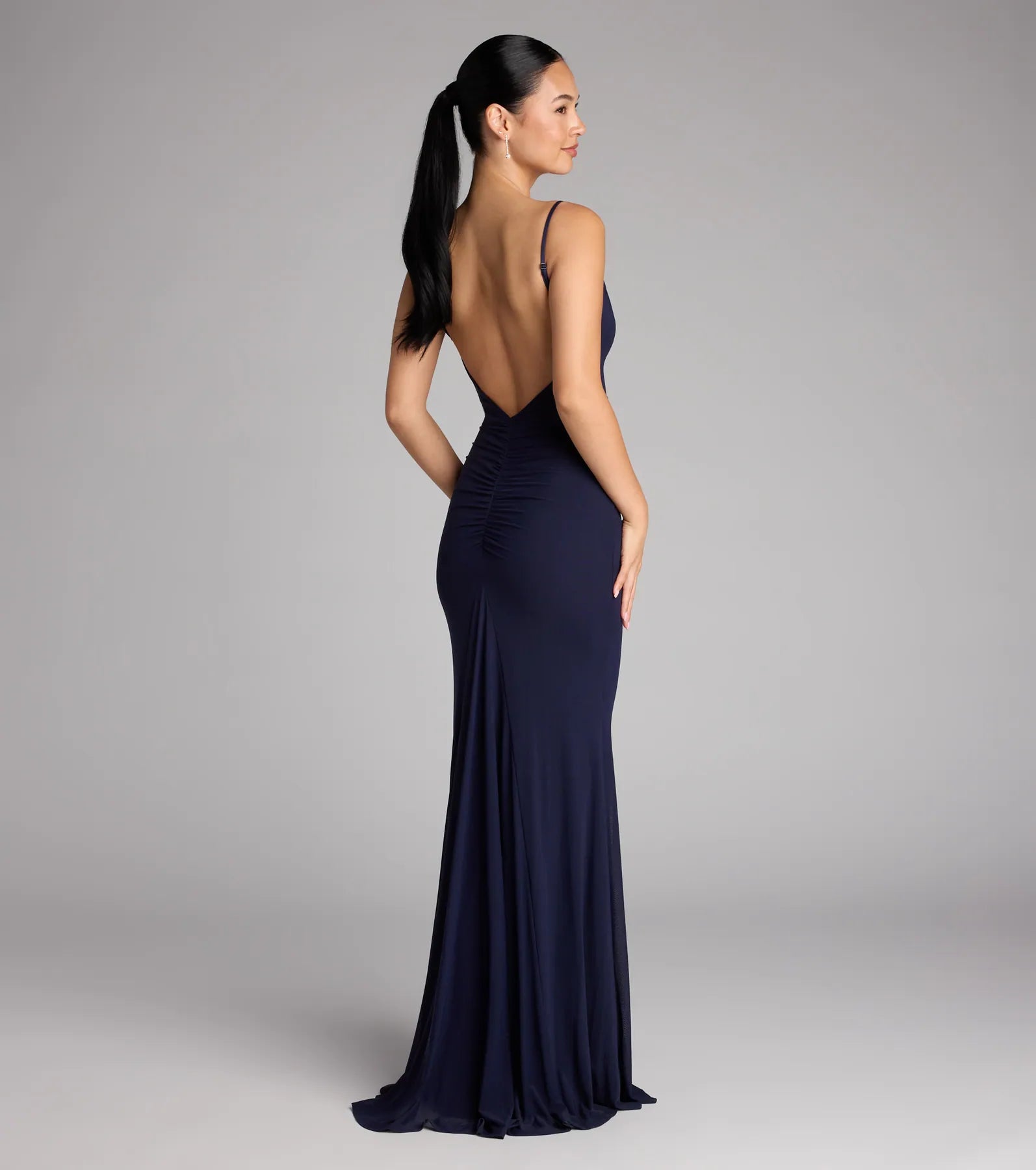 Meara Backless Mesh Mermaid Dress - Image 2