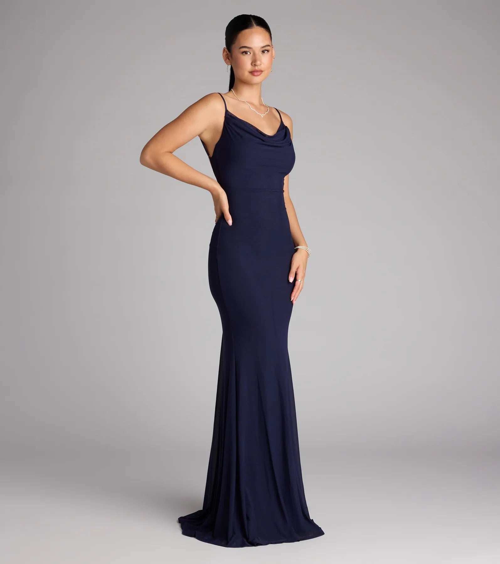 Meara Backless Mesh Mermaid Dress - Image 4