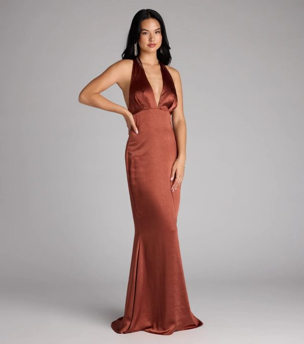 Erika Halter Satin Column Formal Dress - Image 8