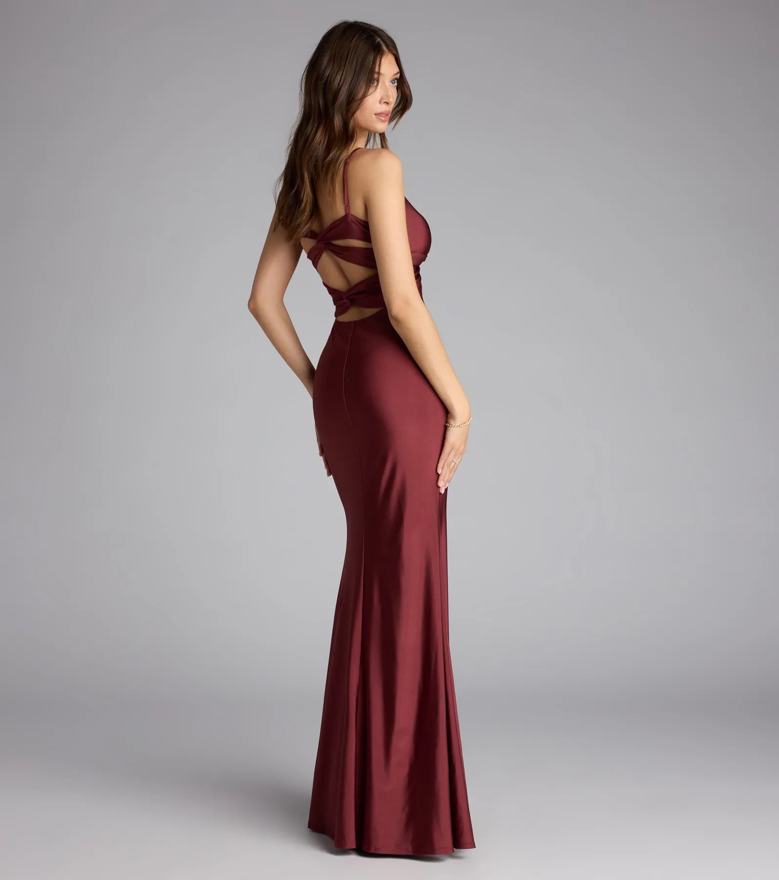 Scarlet Strappy Back Mermaid Formal Dress - Image 2