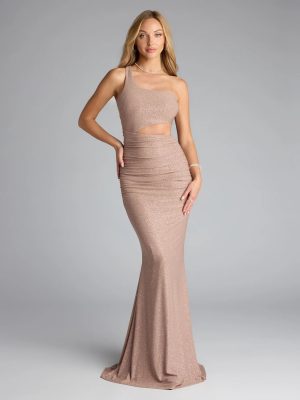 Giselle One-Shoulder Mermaid Glitter Formal Dress
