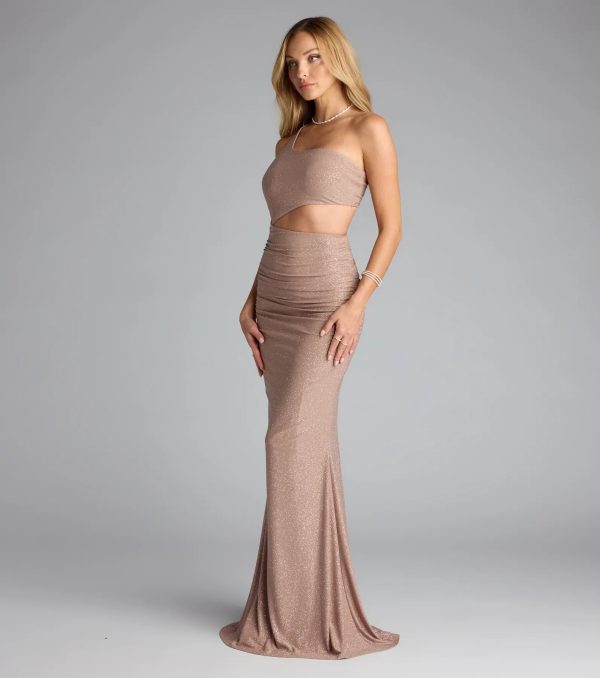 Giselle One-Shoulder Mermaid Glitter Formal Dress - Image 4