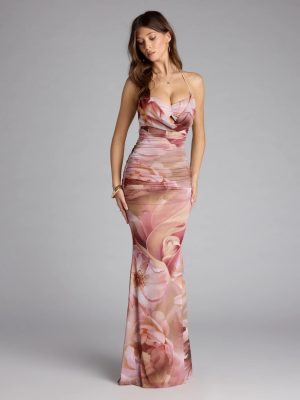 McKenzie Floral Halter Mermaid Formal Dress