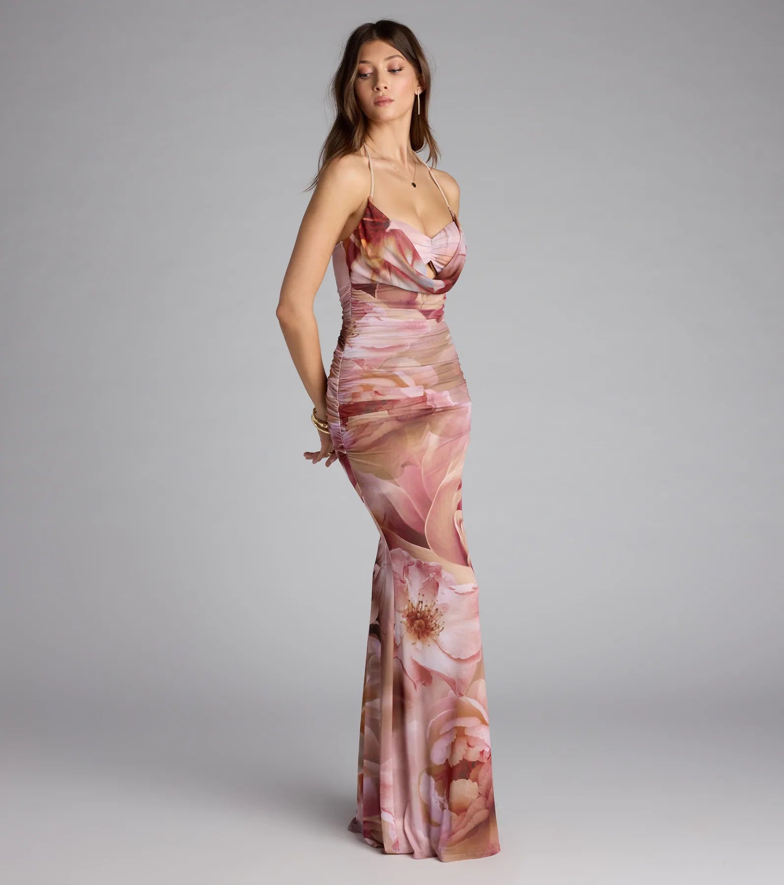 McKenzie Floral Halter Mermaid Formal Dress - Image 4