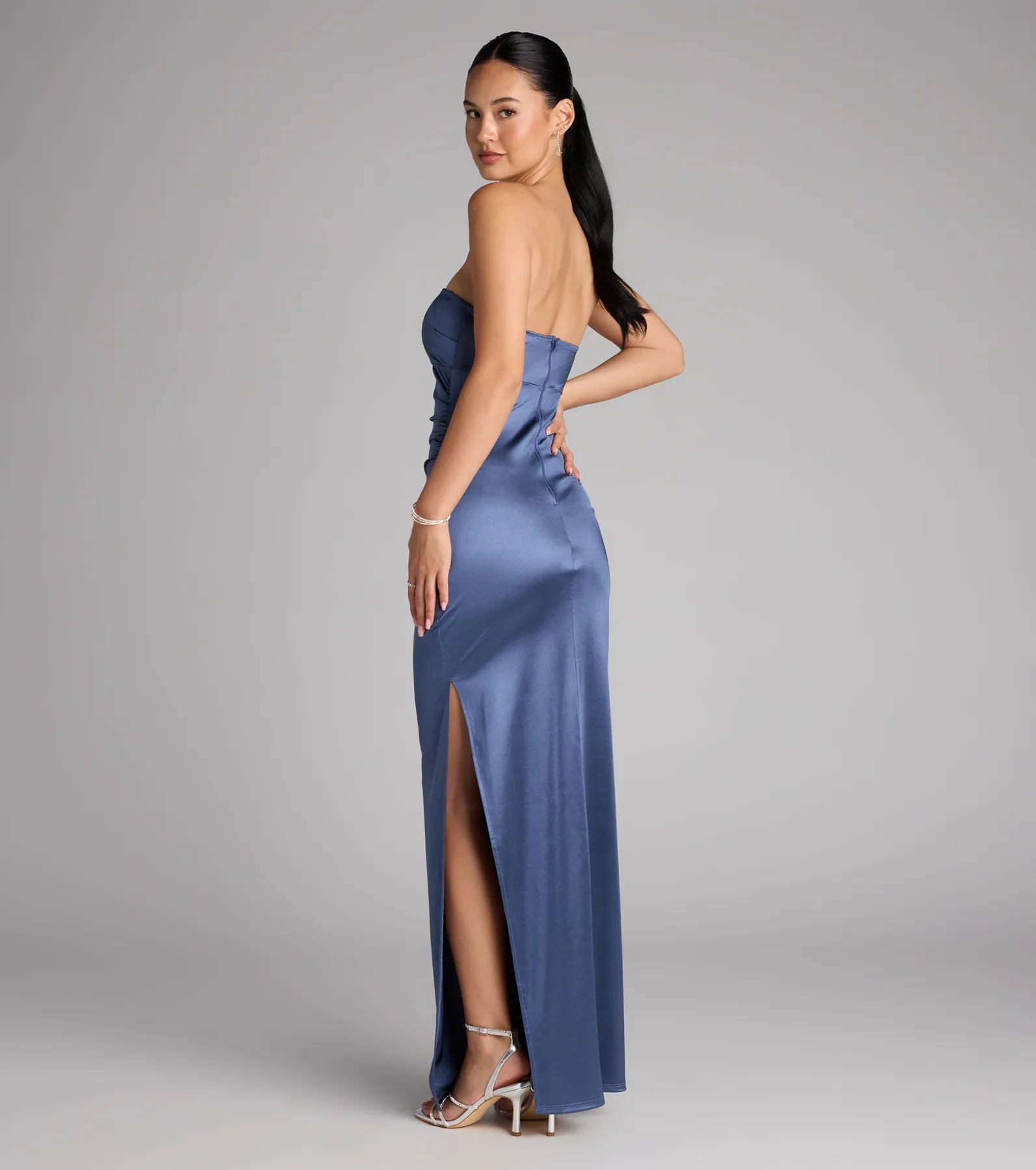 Kaleigh Satin Strapless Formal Dress - Image 2