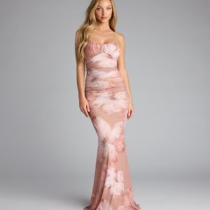 Felicity Floral Lace-Up Mermaid Formal Dress