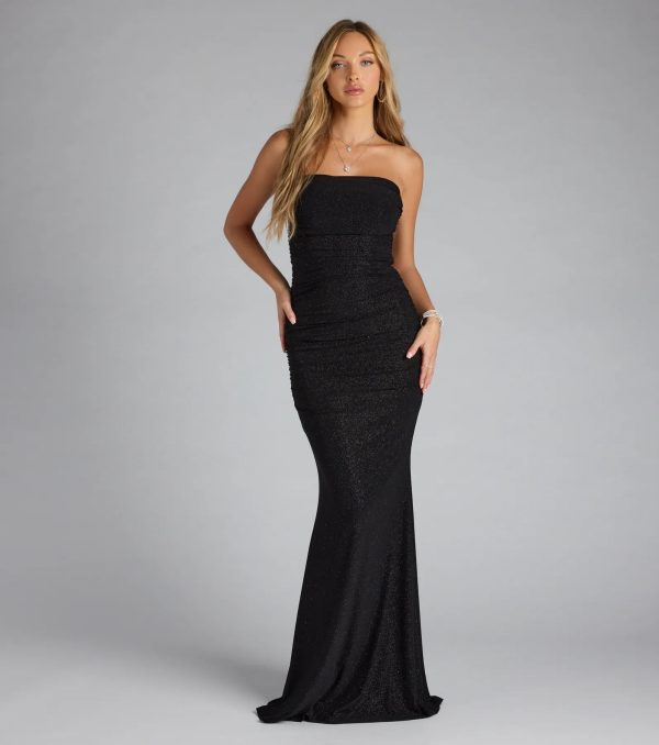 Mischka Strapless Mermaid Glitter Formal Dress - Image 14