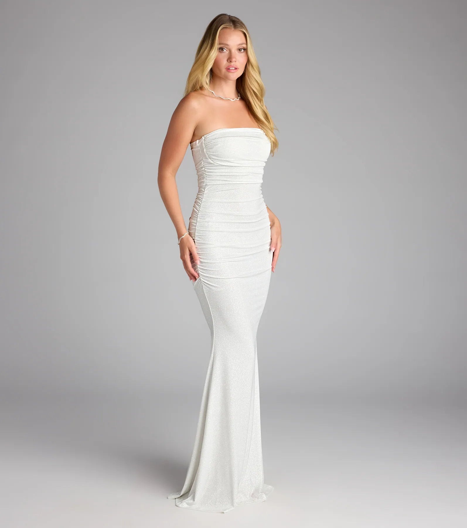 Mischka Strapless Mermaid Glitter Formal Dress - Image 18