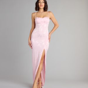 Gabriella Floral Embroidered Tie Back Formal Dress