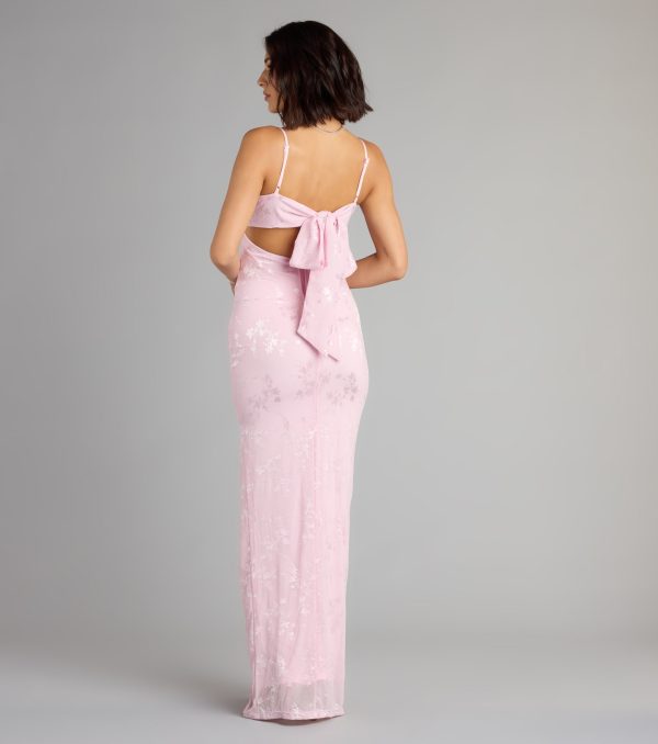 Gabriella Floral Embroidered Tie Back Formal Dress - Image 2