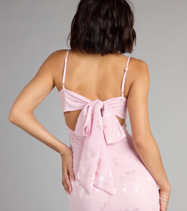 Gabriella Floral Embroidered Tie Back Formal Dress - Image 3