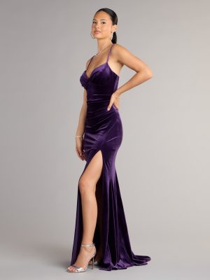 Ariel Velvet Slit Mermaid Formal Dress