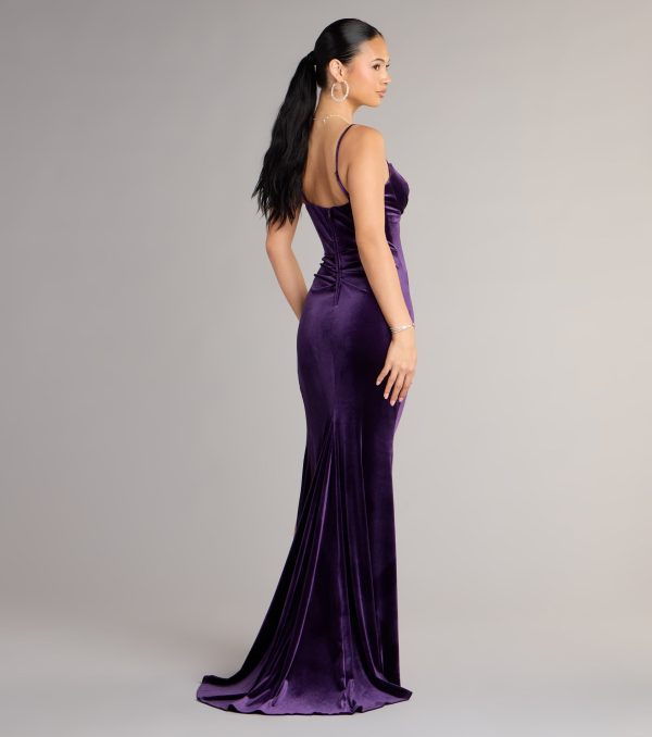 Ariel Velvet Slit Mermaid Formal Dress - Image 2