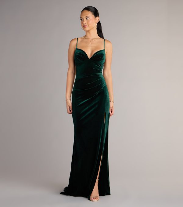 Ariel Velvet Slit Mermaid Formal Dress - Image 5
