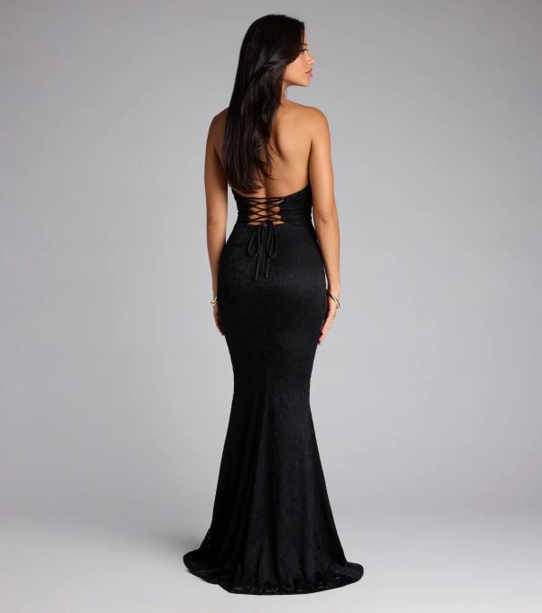 Lane Halter Strappy Lace Mermaid Formal Dress - Image 2