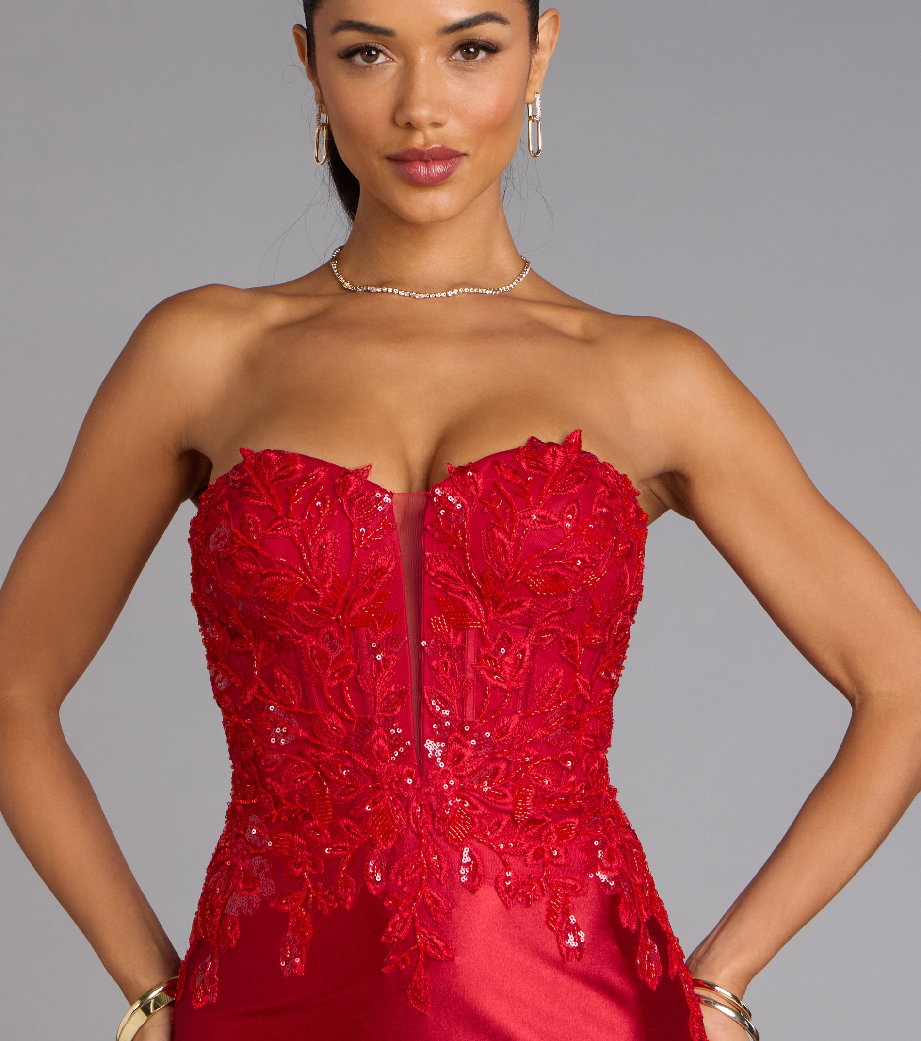 Valeria Satin Lace Corset Mermaid Formal Dress - Image 3