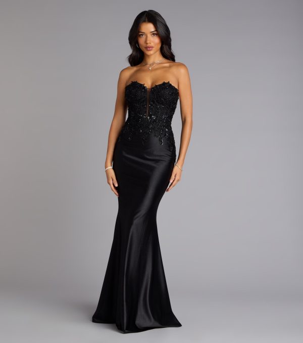 Valeria Satin Lace Corset Mermaid Formal Dress - Image 5