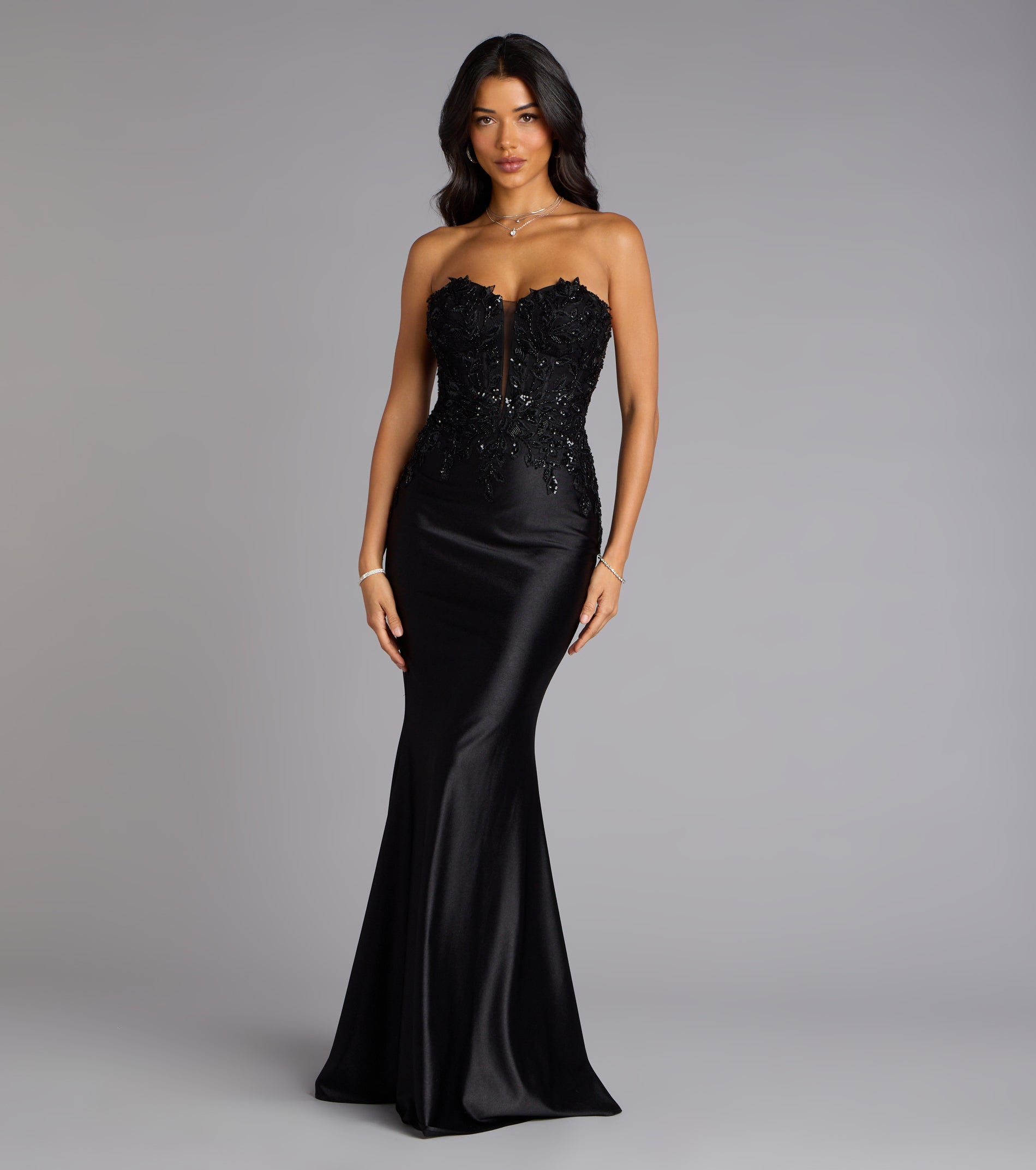 Valeria Satin Lace Corset Mermaid Formal Dress - Image 5