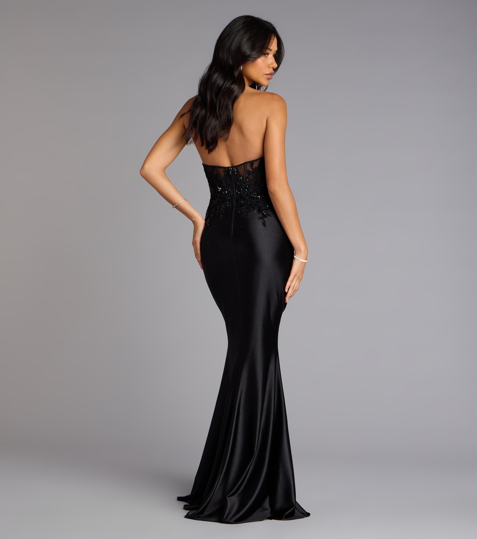 Valeria Satin Lace Corset Mermaid Formal Dress - Image 6