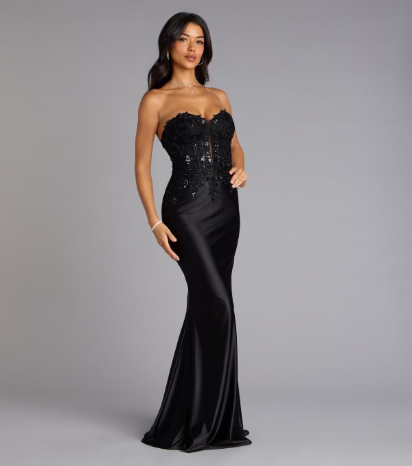 Valeria Satin Lace Corset Mermaid Formal Dress - Image 8