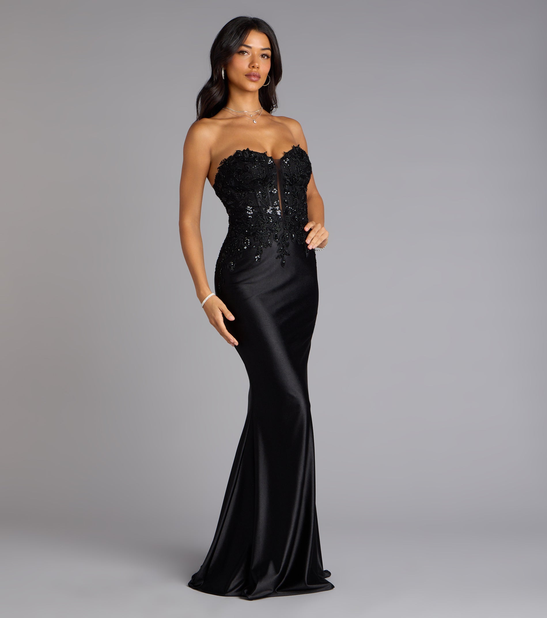 Valeria Satin Lace Corset Mermaid Formal Dress - Image 8
