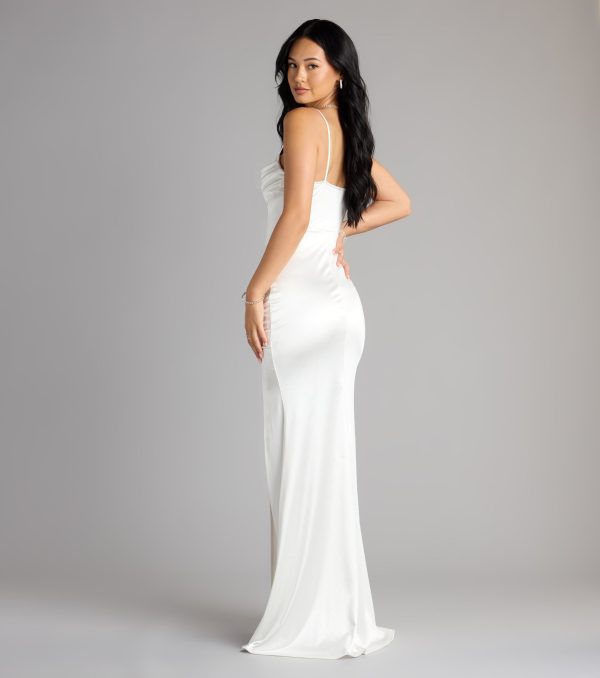 Jazmine Cowl Neck Slit A-Line Satin Formal Dress - Image 18