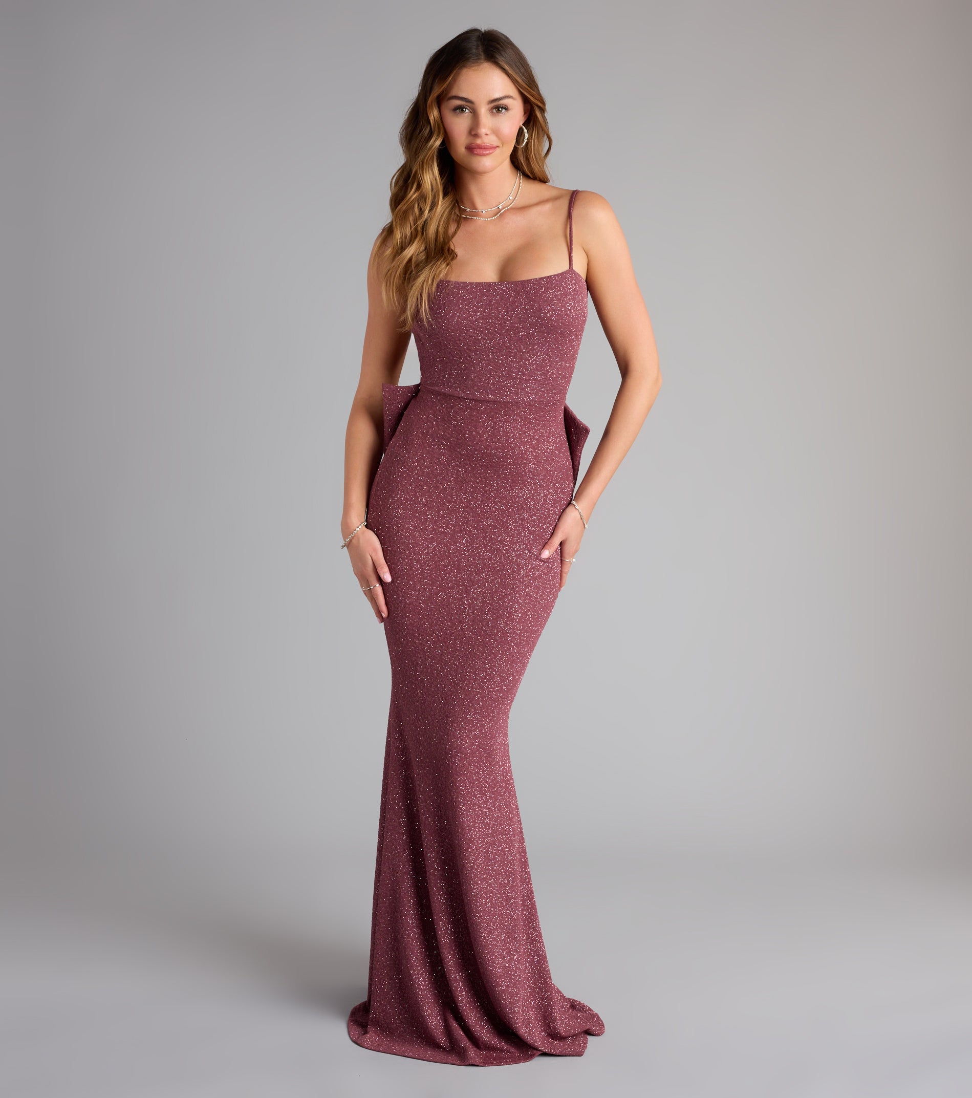 Gwendolyn Glitter Knit Bow-Back Mermaid Dress - Image 27