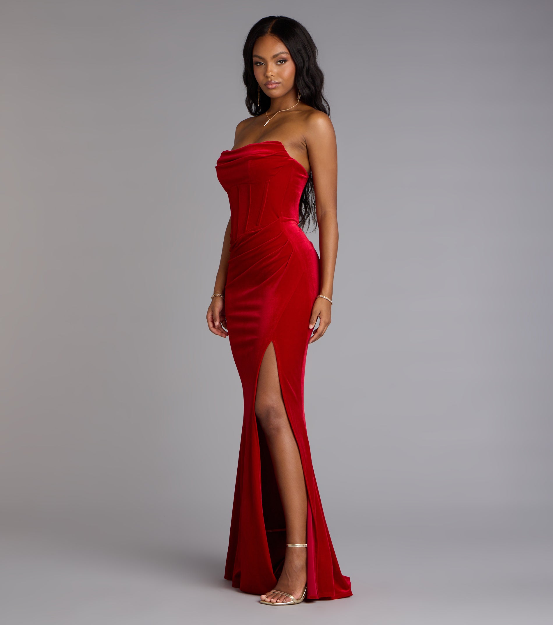 Julia Velvet Corset High Slit Mermaid Dress - Image 5