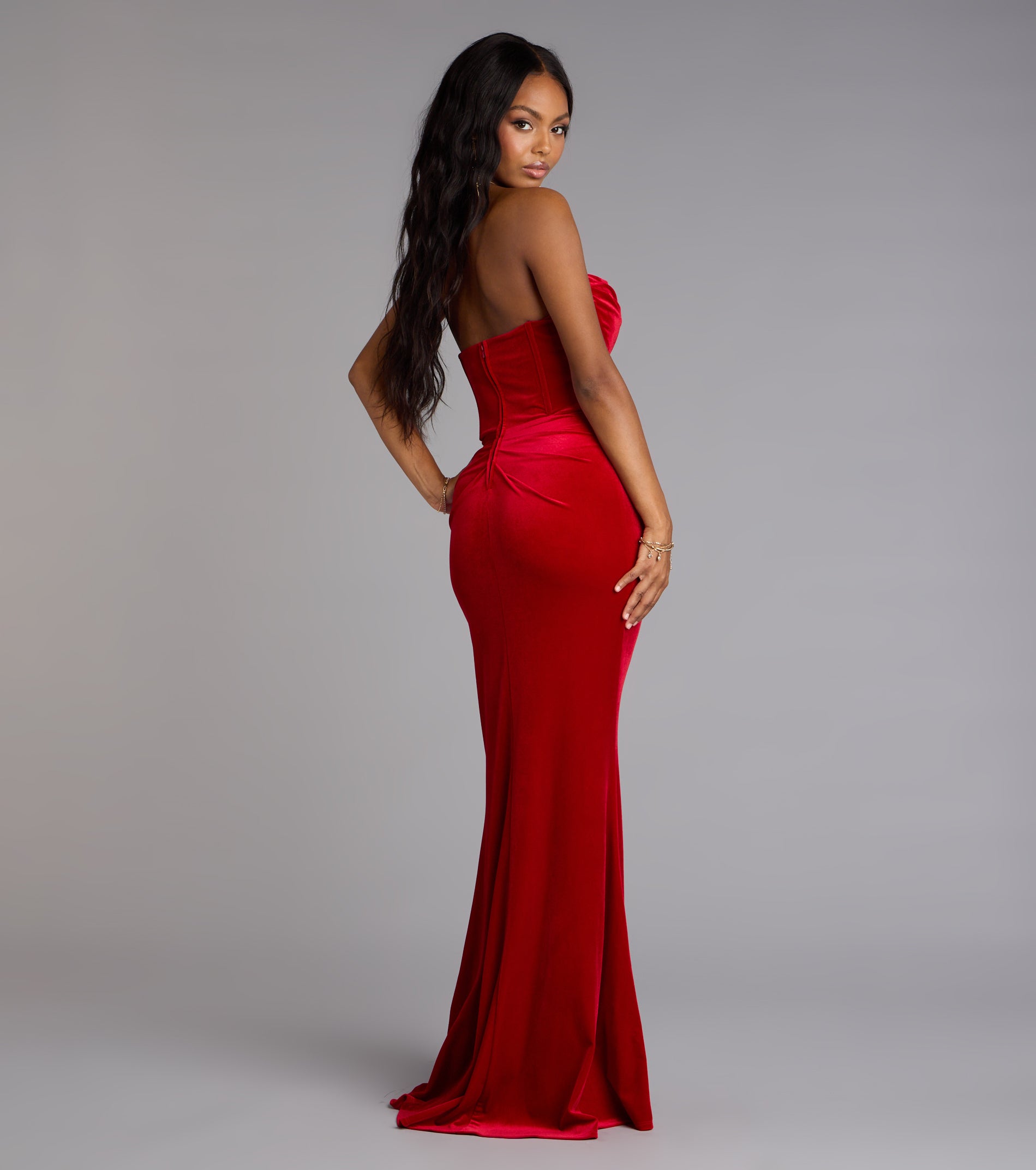 Julia Velvet Corset High Slit Mermaid Dress - Image 6
