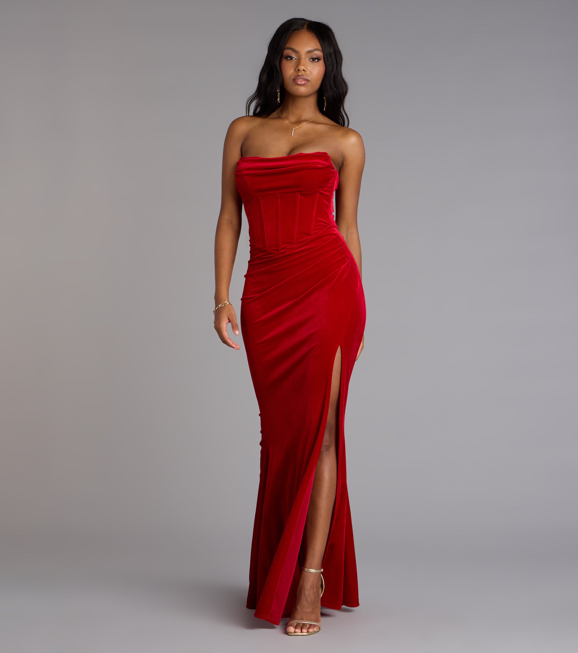 Julia Velvet Corset High Slit Mermaid Dress - Image 8