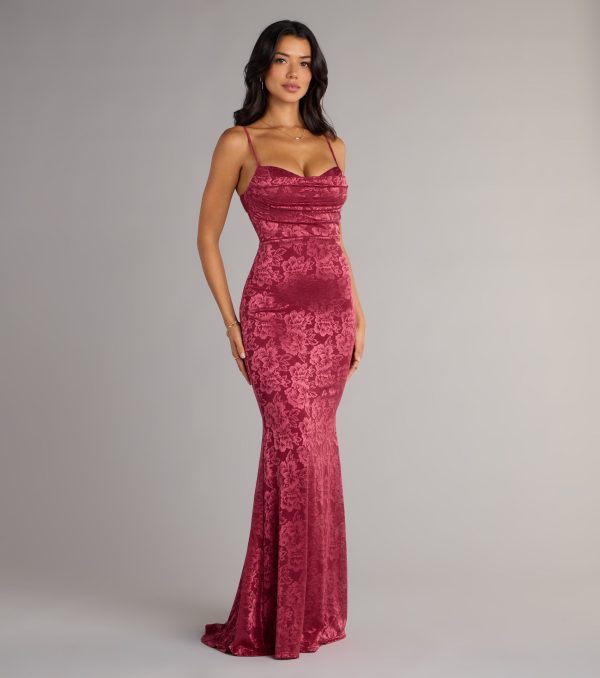Haisley Open Back Floral Lace Mermaid Dress - Image 20