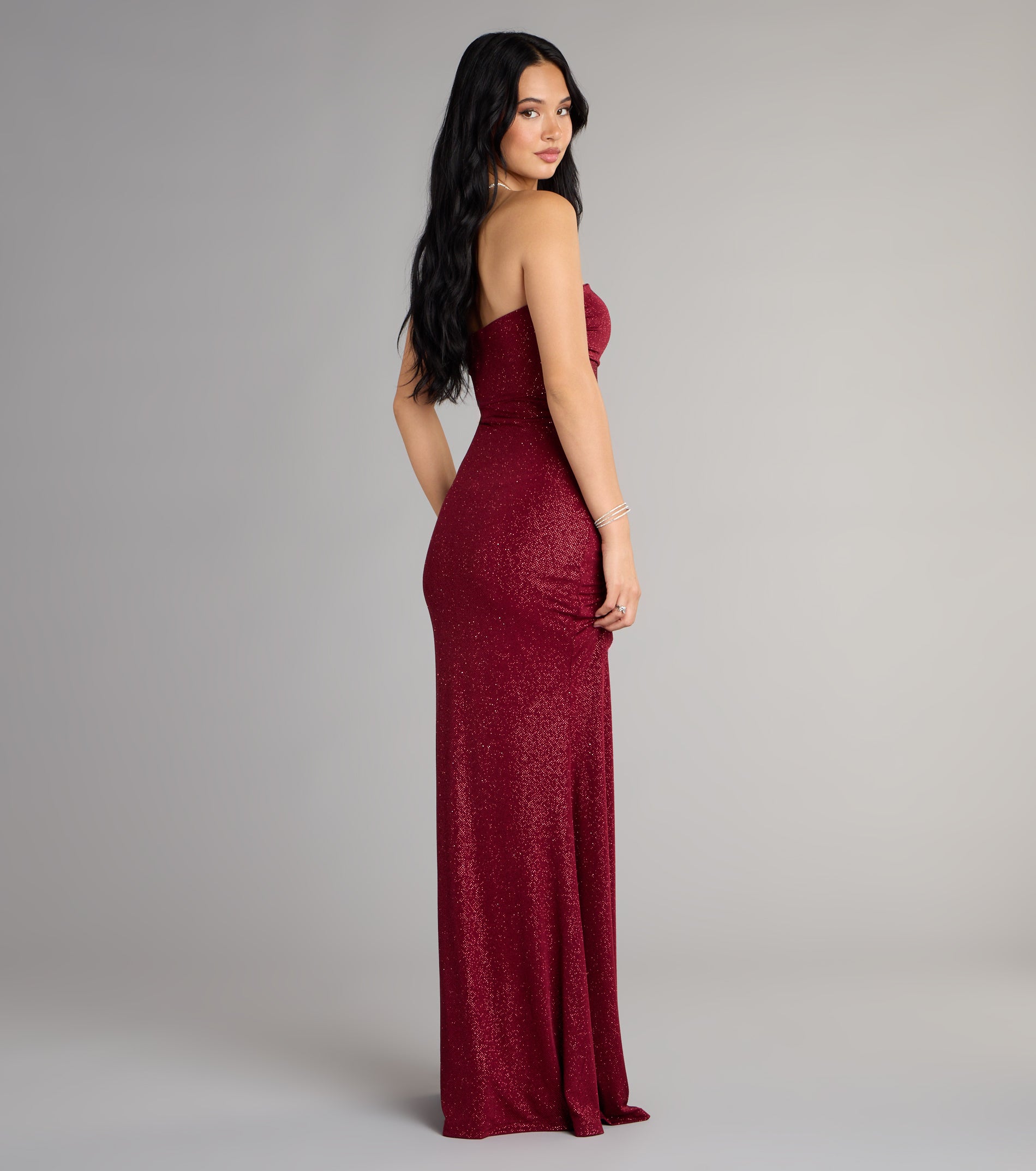 Kaye Strapless Mermaid Slit Glitter Formal Dress - Image 15