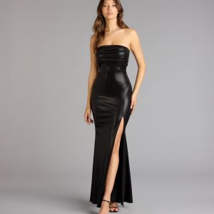 Nyssa Strapless Slit Mermaid Formal Dress
