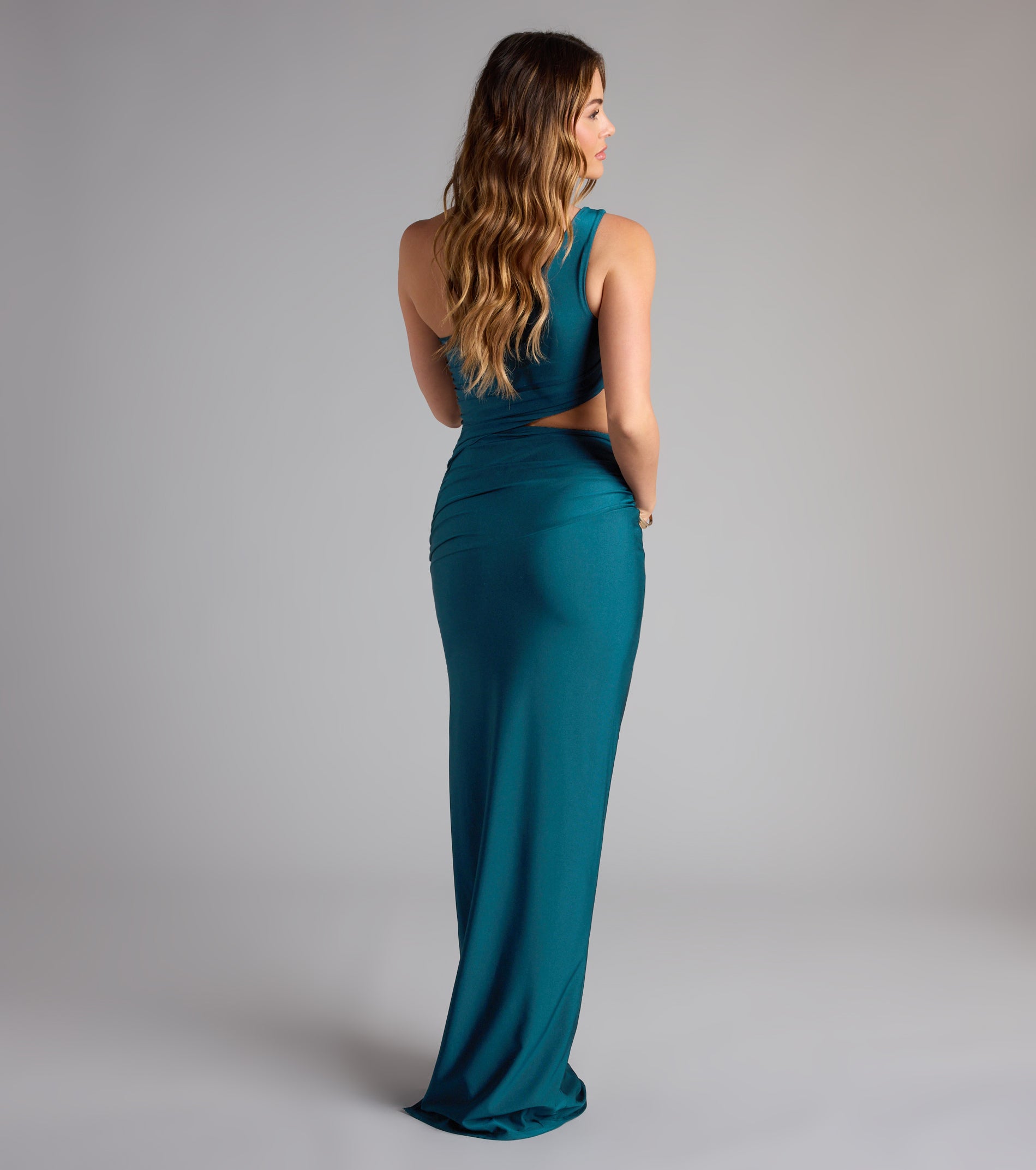 Natalia One-Shoulder Cutout Slit Formal Dress - Image 2