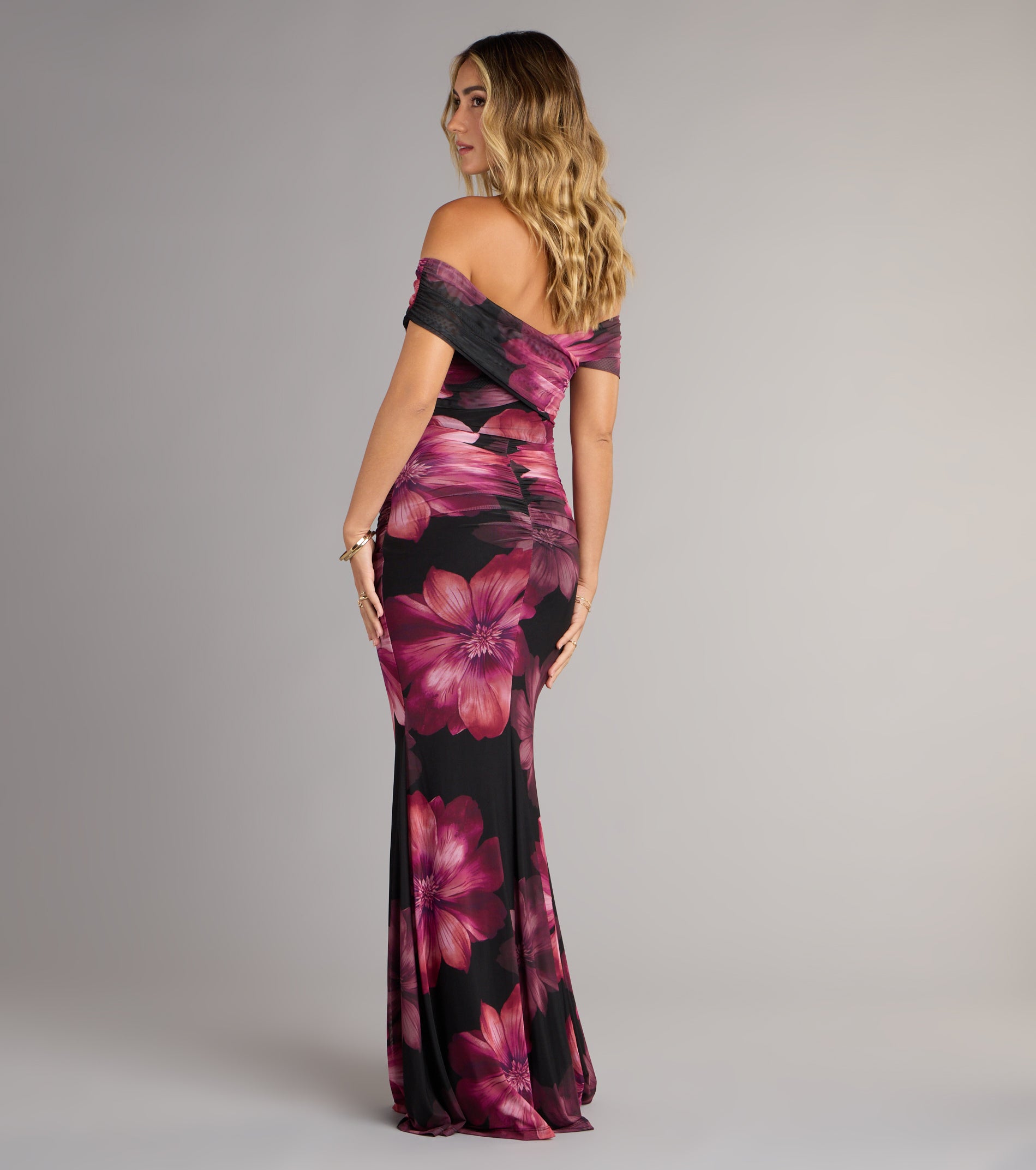 Cornelia Off-The-Shoulder Slit Floral Formal Dress - Image 6