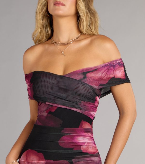 Cornelia Off-The-Shoulder Slit Floral Formal Dress - Image 7