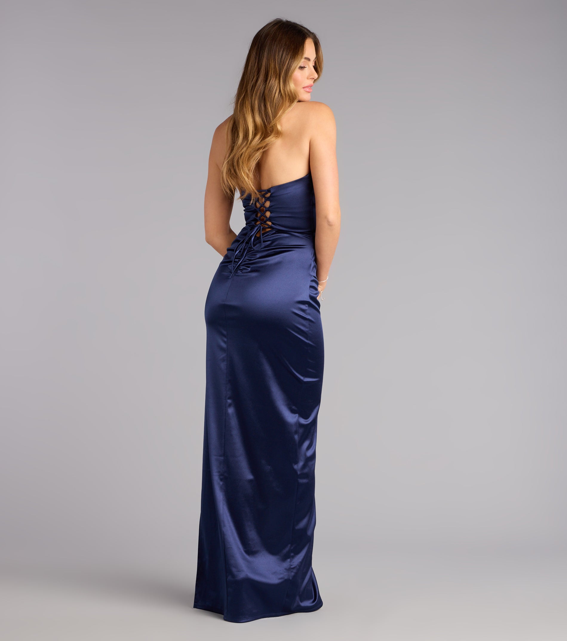 Sofie Satin Strapless Lace-Up Formal Dress - Image 6
