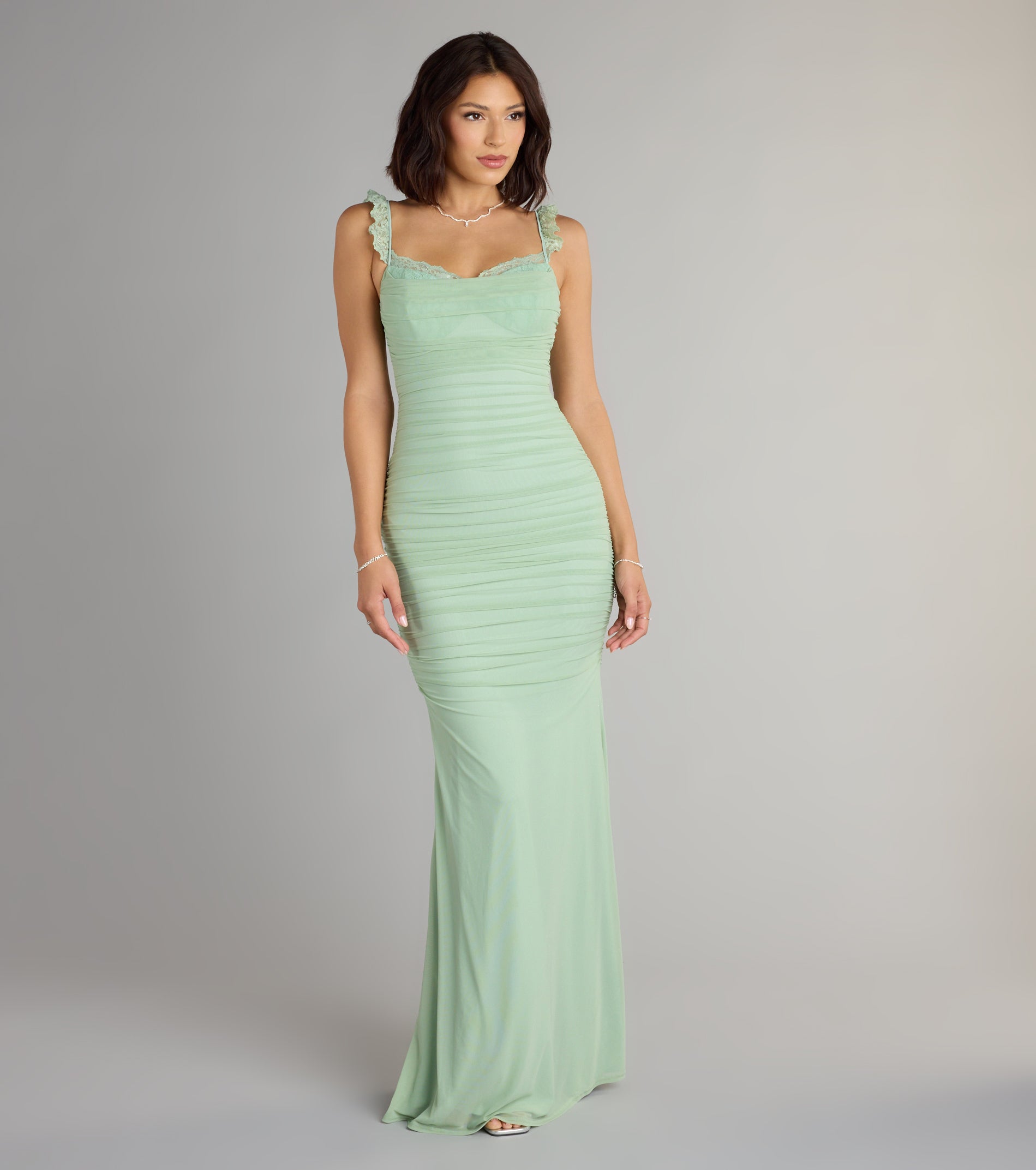 Morgana Lace-Up Ruched Mermaid Dress - Image 10