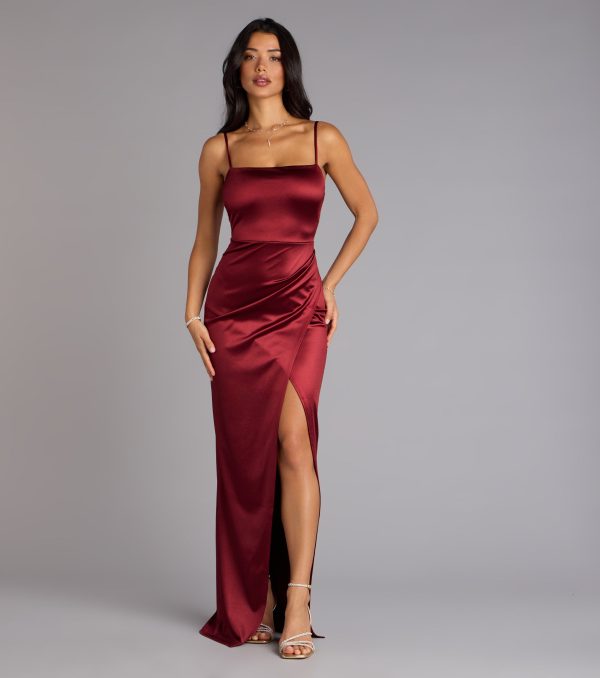 Mayra Formal Satin Slit Long Dress - Image 53