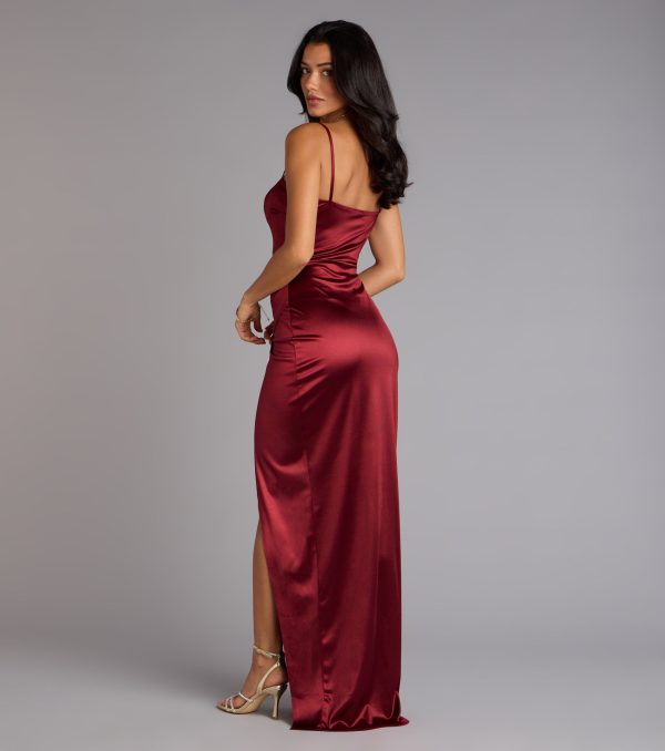 Mayra Formal Satin Slit Long Dress - Image 54
