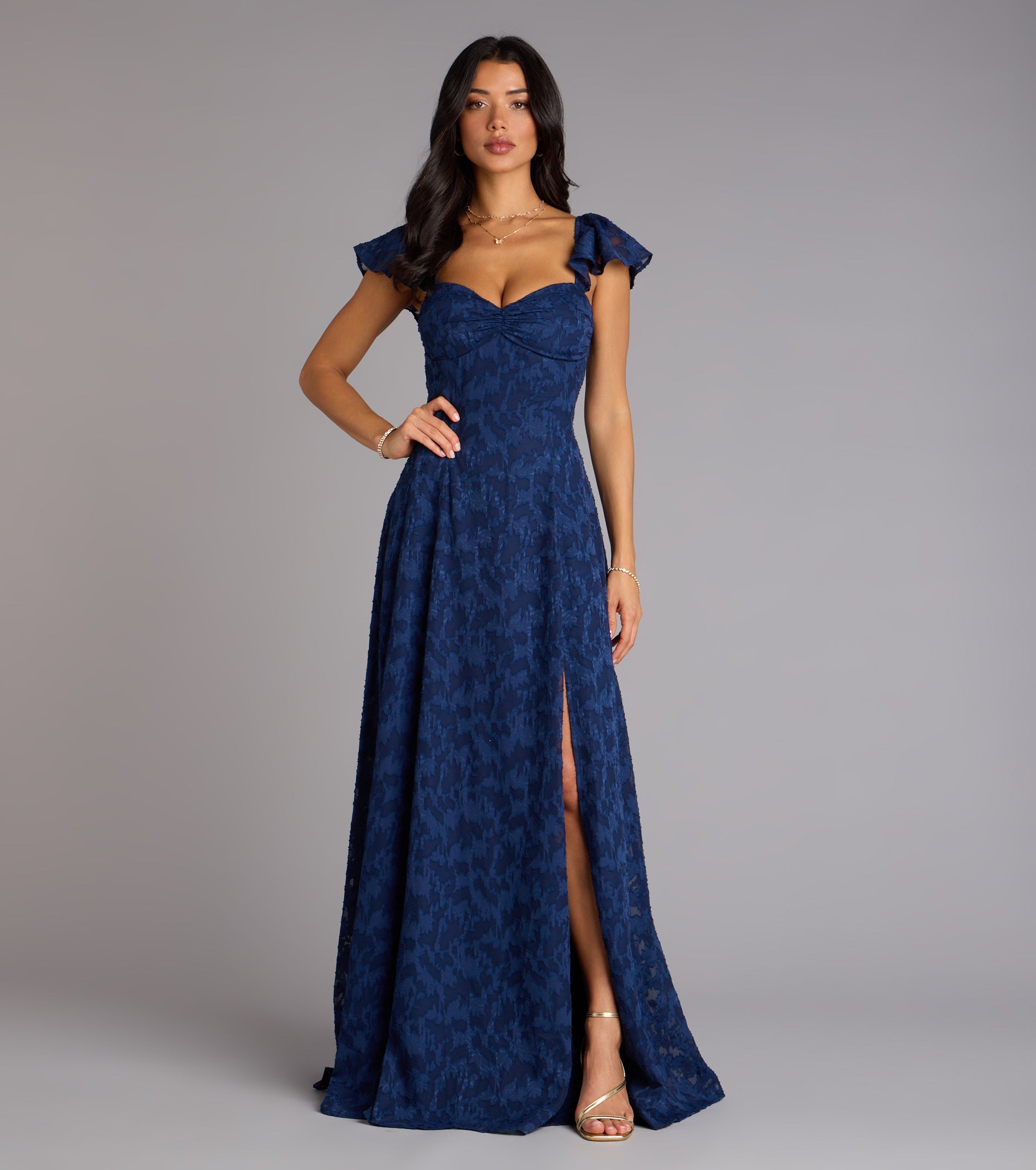 Vittoria Flutter Sleeve A-Line Chiffon Formal Dress - Image 9