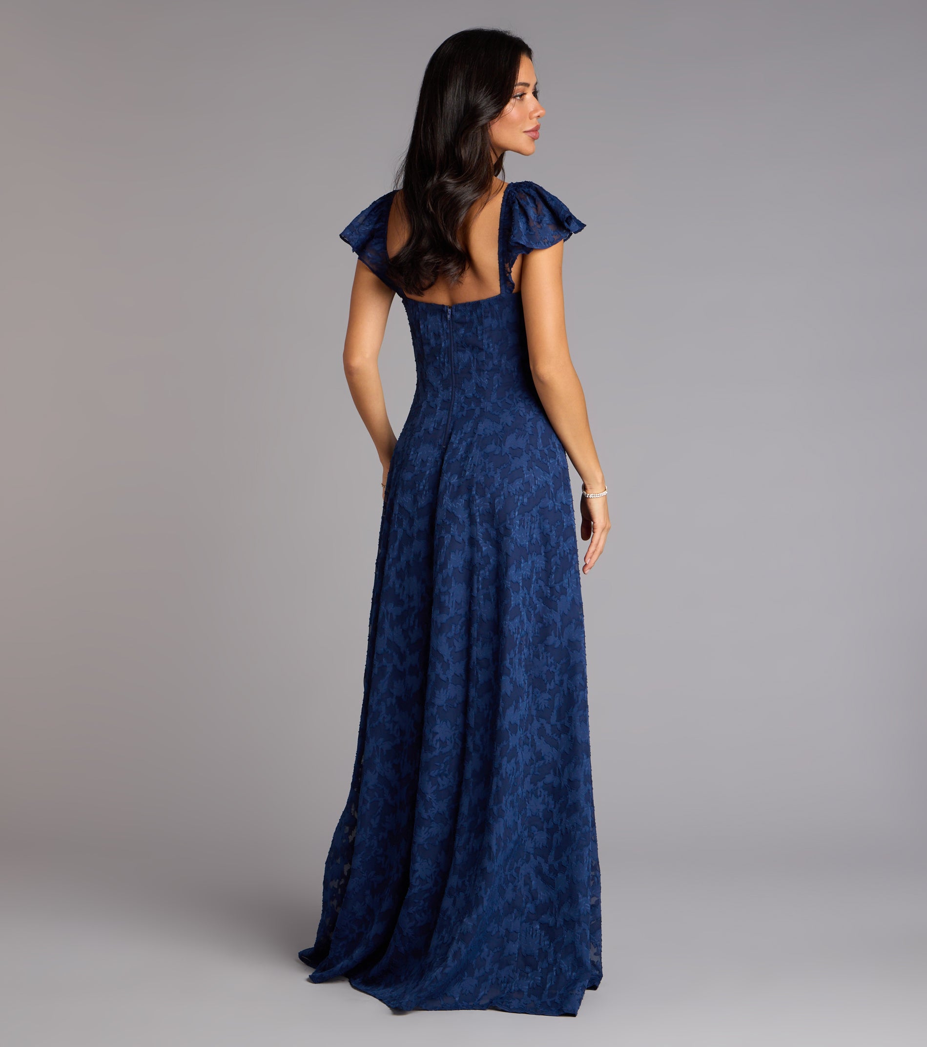 Vittoria Flutter Sleeve A-Line Chiffon Formal Dress - Image 10